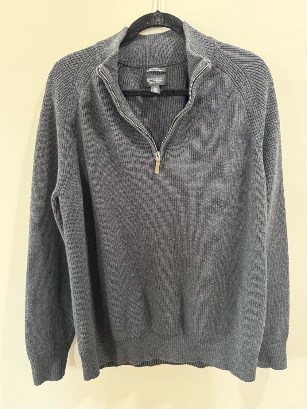 Nordstrom Men’s Dark Gray Half-Zip Ribbed Sweater